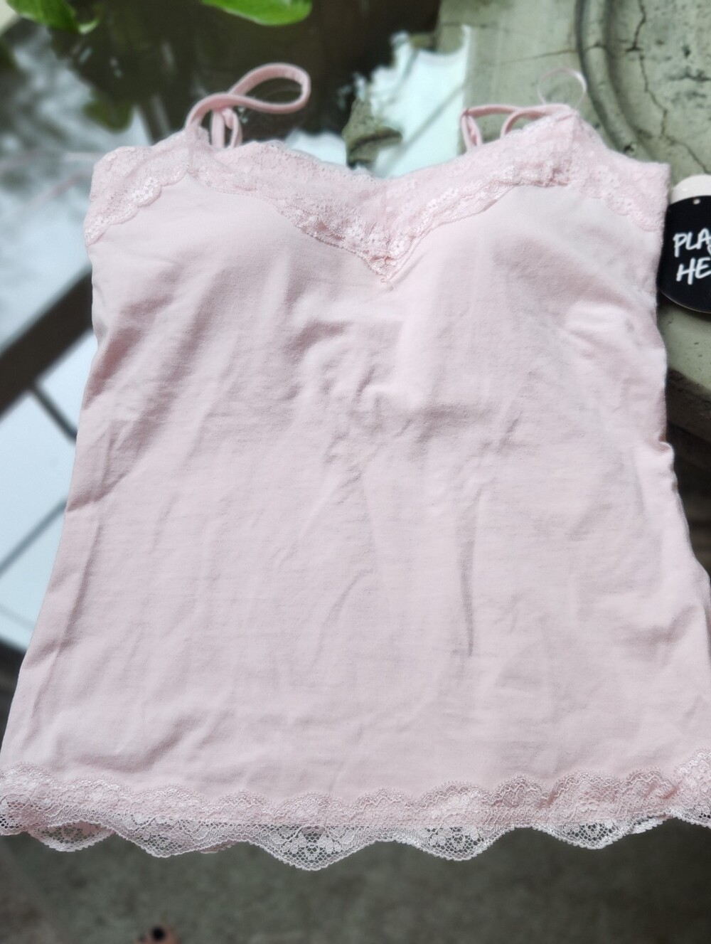 Light Pink Lace Trim Cami Top Built In Bust Cups M Planet Heart Sincerely Jules